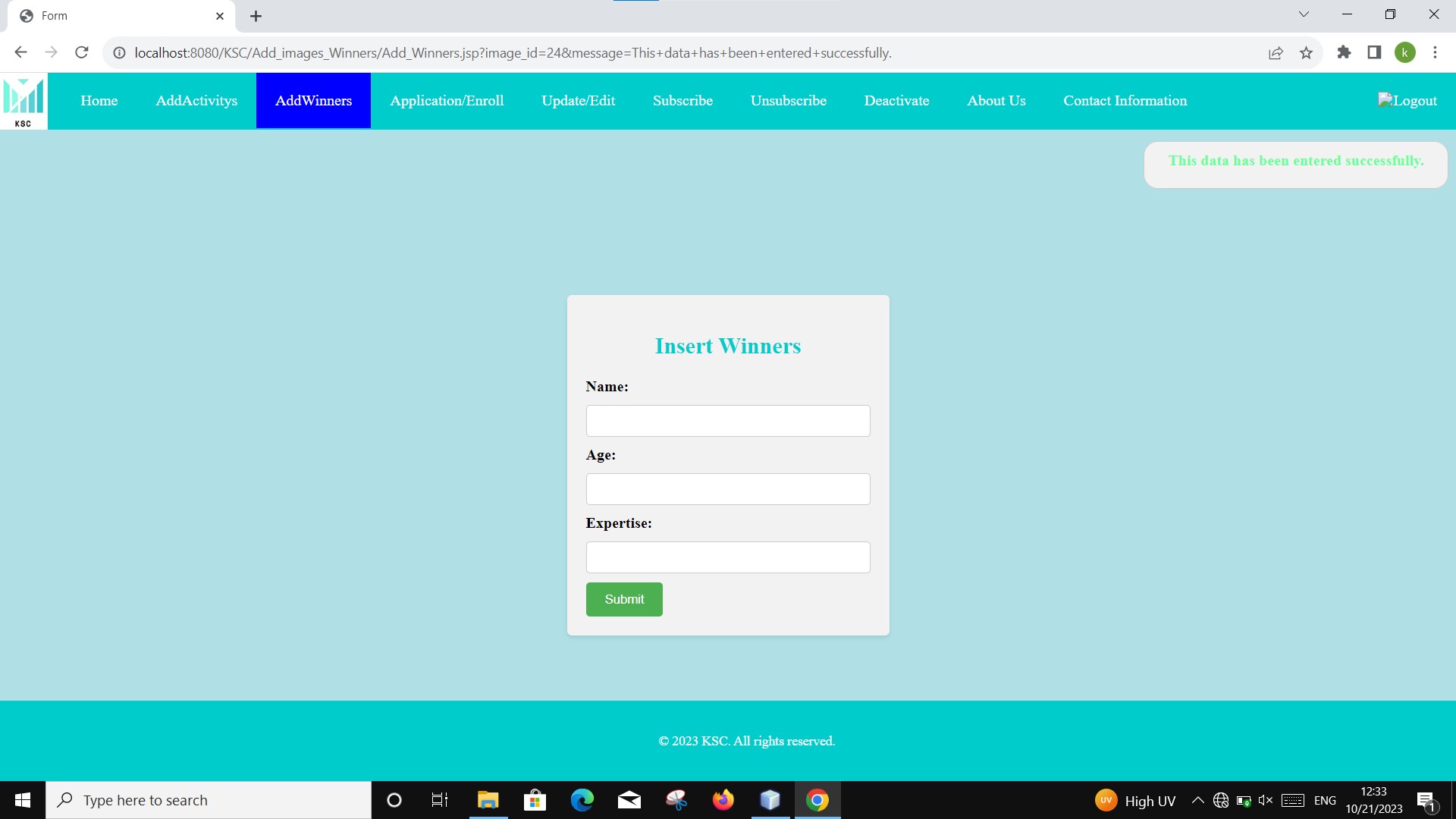 Add Winner with Image Successfully